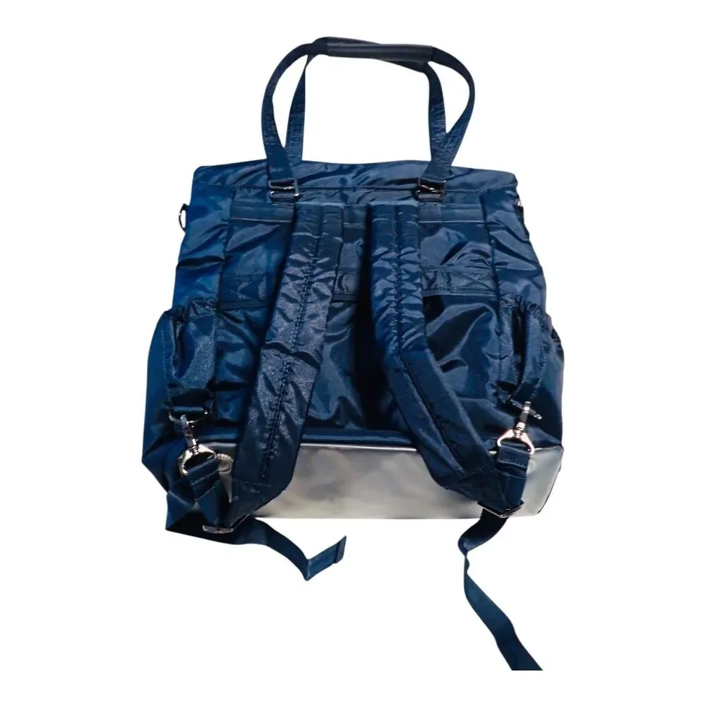 LUG Ace Tote Bag Womens Navy Nylon 2-in-1 Backpack Purse RFID Polka Dot Lining